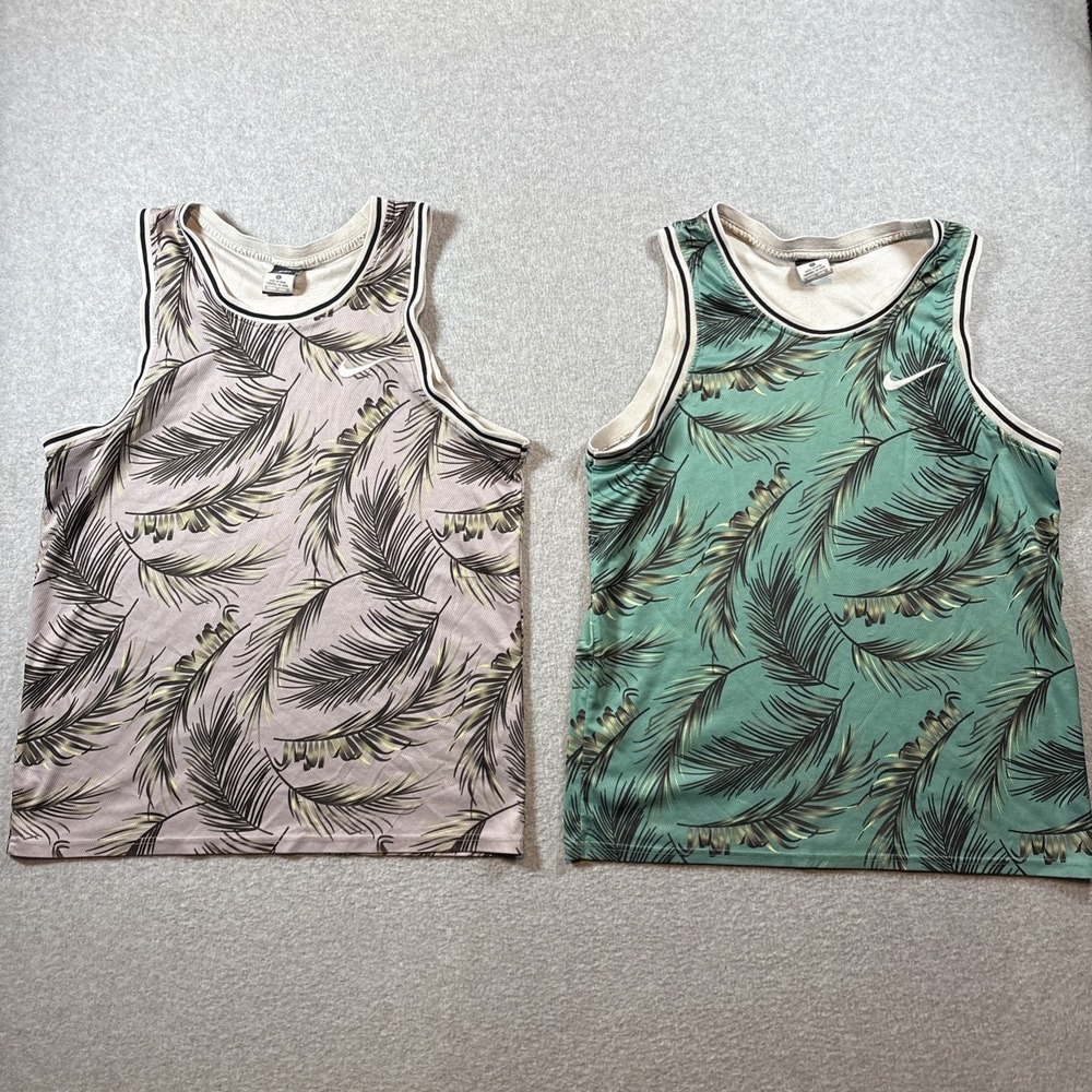 Nike Dri Fit Men's Tank Top LOT OF 2 Hawaiian Green & Gray Sz XL Basketball